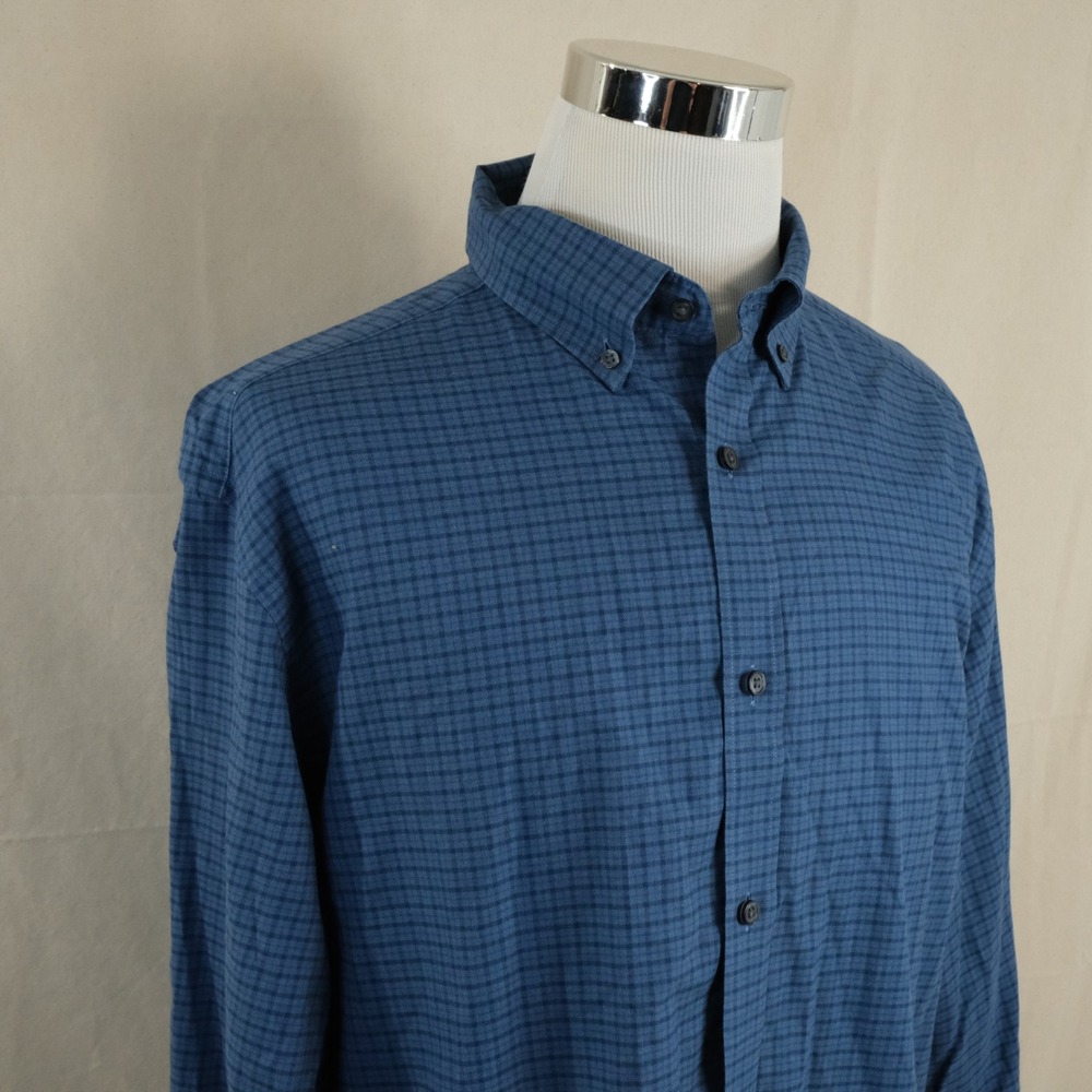 Charles Tyrwhitt XL Classic Fit Button Down Shirt Blue Plaid 100% Cotton Mens